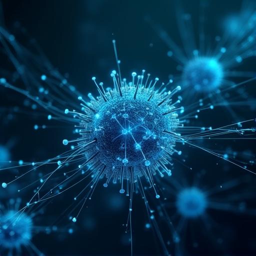 Abstract representation of data flow and AI connectivity